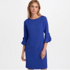NWT Karl Lagerfeld Cobalt Blue Shift Dress Tulip Sleeves Size 8